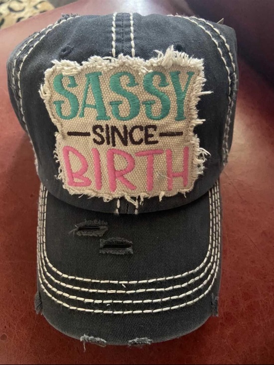 KBETHOS Accessories - KBETHOS Black Cap with Teal & Pink 'SASSY SINCE BIRTH' Patch